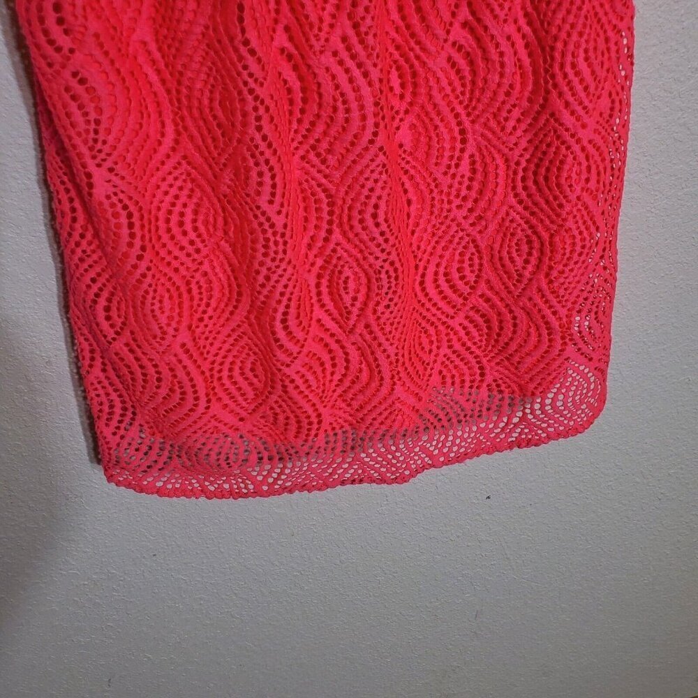 Lilly Pulitzer Alessa Romper Size Medium Crab Claw Coral Flowing Leaf Lace Pink - Picture 8 of 9